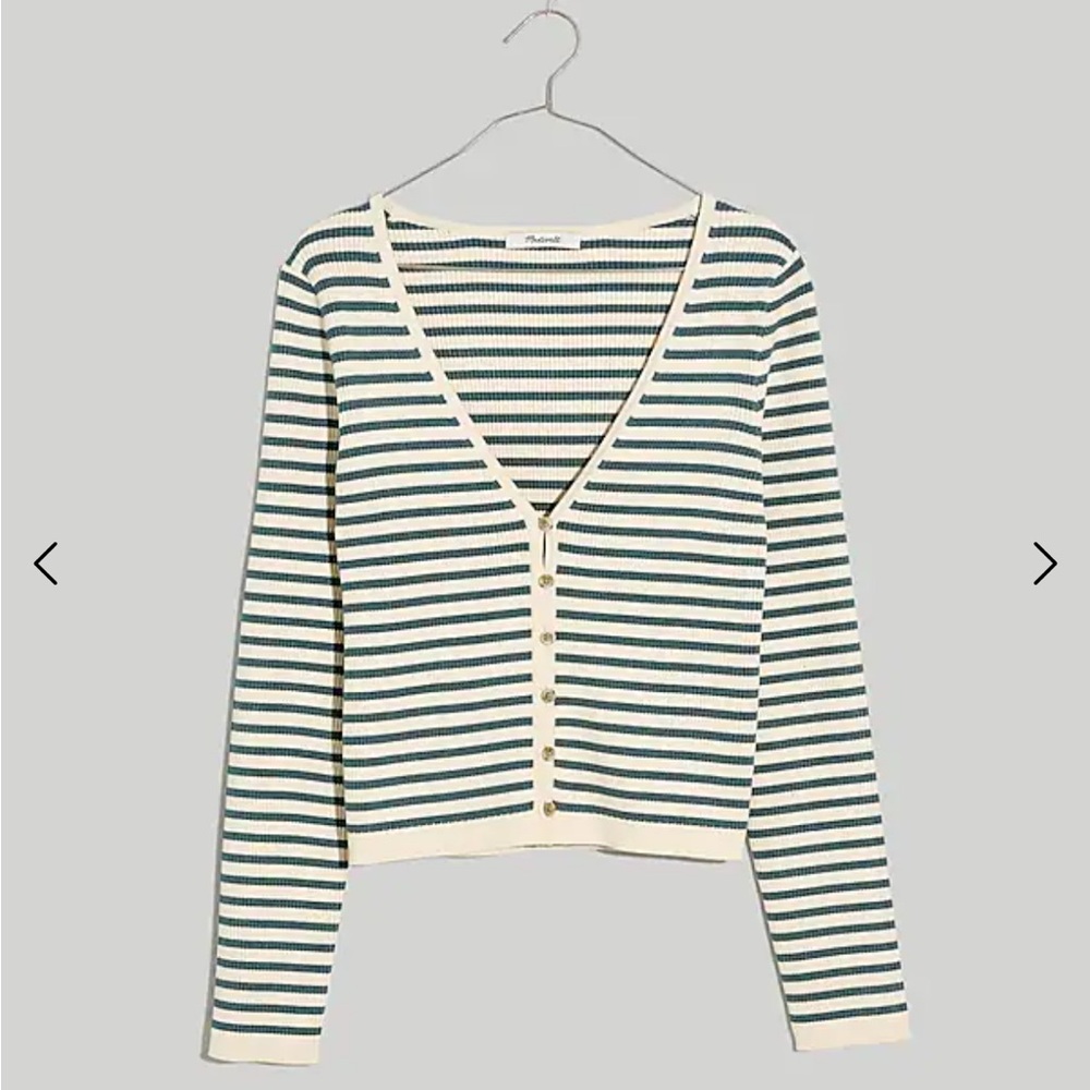 Madewell Carmon Cardigan Sweater Striped size small antique cream top